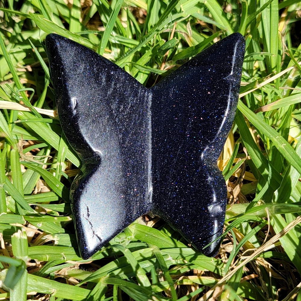 NEW 2.13" x 2.34" x 63g BLUE SANDSTONE 3D BUTTERFLY